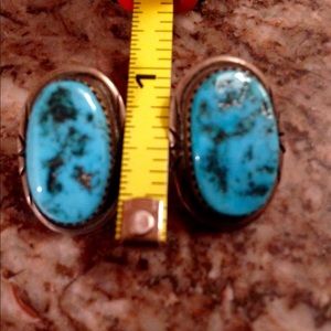 VINTAGE Kingman Turquoise Sterling Stud Earrings